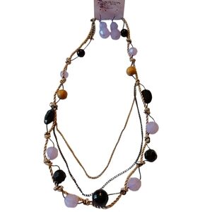 Madison Ave Necklace and Earrings Set Silver Hook Classic Retro BoHo NWT